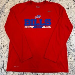 Nike Buffalo Bills Dri-Fit Long Sleeve Shirt Large Red NFL Athletic Tee